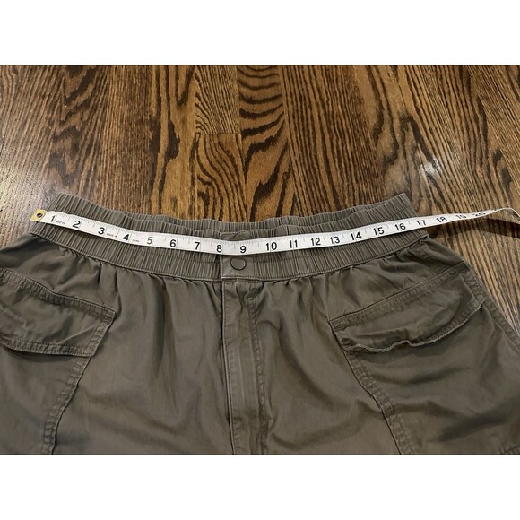 Abercrombie Women's Brown Green Khaki Cargo Shorts Elastic Waist Cotton Size L - Picture 5 of 8